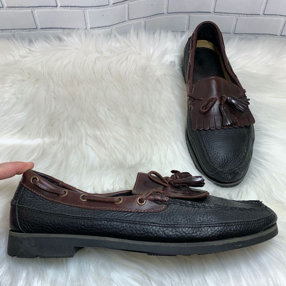 Skerry TopSiders Black Pebbled Leather Boat‎ Shoes